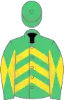 Emerald Green, Yellow chevrons, diabolo on sleeves, Emerald Green cap