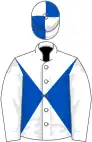 WHITE and ROYAL BLUE DIABOLO, white sleeves, quartered cap