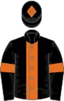 Black, Orange stripe, armlets and diamond on cap