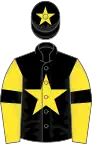 Black, yellow star, yellow sleeves, black armlets, black cap, yellow star