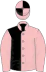 PINK and BLACK HALVED, pink sleeves, quartered cap