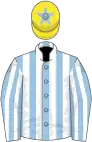 Light blue and white stripes, yellow cap, light blue star