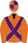 Orange, purple cross sashes, quartered cap