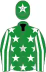 Green, white stars, striped sleeves, star on cap