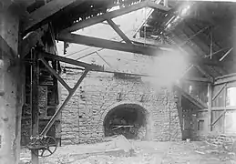 Historic American Buildings Survey R. Merritt Lacey, Photographer October 14, 1936 FURNACE STACK WEST ELEVATION FROM OLD PRINT STRUCTURE SINCE REMOVED - Oxford Furnace, Oxford, Warren County, NJ