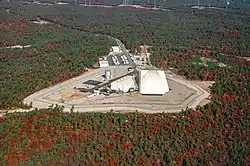 Aerial view of Cape Cod Space Force Station during the mid-1980s