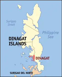 Map of Dinagat Islands with Dinagat highlighted