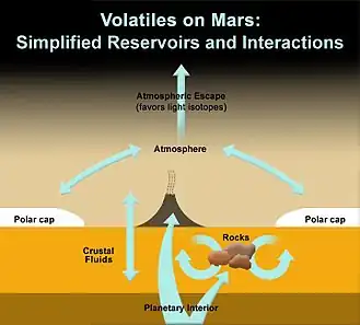 Volatile gases on Mars.