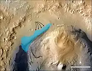 Estimate of ancient lake on Aeolis Palus in Gale Crater.