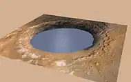 Ancient Lake fills Gale Crater on Mars (simulated view)