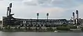 PNC Park on the North Shore, with the Allegheny River visible in the foreground.