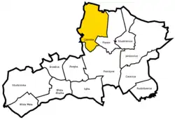 Location of Czarków within Gmina Pszczyna