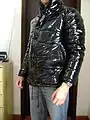 Men's black PVC down jacket