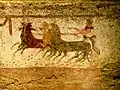 A Lucanian fresco from Paestum depicting a quadriga, 4th century BC