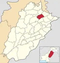 Map of Punjab with Mandi-Bahauddin District highlighted