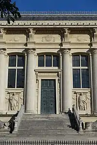 Main door flanked by Punishment (left) and Protection (right)