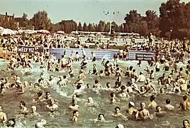 Image 50Europeans from various countries relaxing in the wave pool in Budapest in 1939. (from History of Hungary)