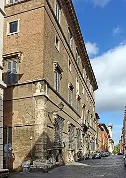 The facade of Palazzo Sacchetti along Via Giulia