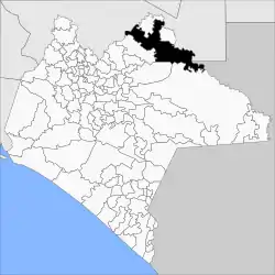 Location of the municipality in Sonora.