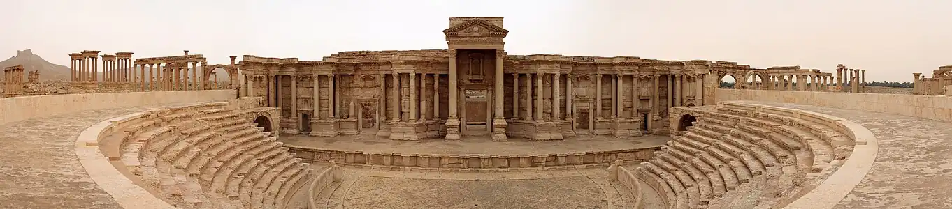 Panoramic view of the theater from the cavea in 2010