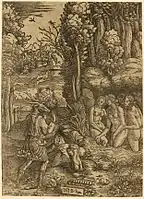 Diana and Actaeon, woodcut