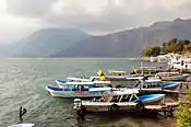 Boats docked in Lake Atitlan