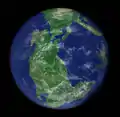 a view of the supercontinent of pangea breaking up