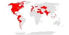 Countries with Papa John's Pizza restaurants