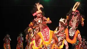 Image 49Papuan tribal war dance from Yapen, Papua. The easternmost provinces of Papua and West Papua are still affected by small scale regional conflict caused by separatist rebellion. Caution required for travelers into these provinces. (from Tourism in Indonesia)