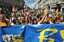 Image 19The Schuman Parade  in Warsaw has been organised by the Schuman Foundation since 1999 (2008 photograph). (from Symbols of the European Union)