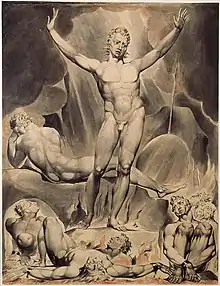 Satan/Lucifer arousing rebel angels in Milton's Paradise Lost, by William Blake