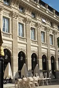 Louis XVI style Composite pilasters on a façade of the Galerie de Valois, Palais-Royal, Paris, by Victor Louis, 1780