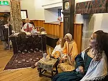 The Family Room in Parke's Castle, showing models of Robert Parke, his wife Ann, and his two younger children, Robert and Maggie, who were drowned in Lough Gill in 1677.