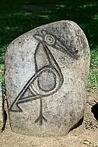 Bird drawn on stone