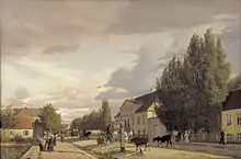 Seen in Parkinson's house: Christen Købke, View of a Street in Østerbro outside Copenhagen. Morning Light, 1836.