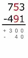 The smaller number is subtracted from the greater:90 − 50 = 40Because the minuend is smaller than the subtrahend, this difference has a minus sign.