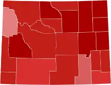 Image 22Party registration by Wyoming county (March 2023):  Republican ≥ 50%  Republican ≥ 60%  Republican ≥ 70%  Republican ≥ 80%  Republican ≥ 90% (from Wyoming)