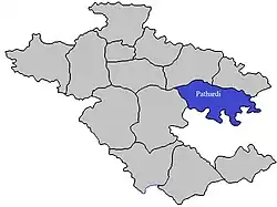 Location of Pathardi  in Ahmednagar district in Maharashtra