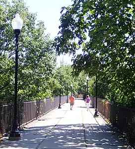 The upper bridge is today used as a pedestrian bridge, and is part of the state Old Croton Aqueduct Trail