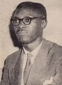 Image 37Patrice Lumumba, founding member and leader of the MNC (from History of the Democratic Republic of the Congo)