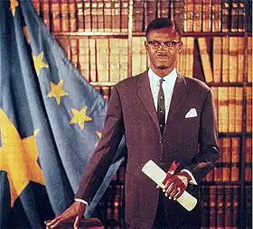 Image 52Patrice Lumumba, first democratically elected Prime Minister of the Congo-Léopoldville, was murdered by Belgian-supported Katangan separatists in 1961. (from Democratic Republic of the Congo)