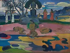 Paul Gauguin, 1894, Day of the Gods (Mahana no Atua, Te mahana nō te Atua), oil on canvas, 66 × 87 cm (26 × 34.3 in), Art Institute of Chicago