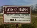 Payne Chapel M.B. Church along County Road 167 in Leflore County. Robert Johnson was alleged to be buried here