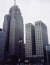 Penobscot Building left, with the Chrysler House