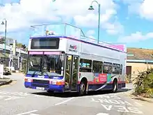 Image 33Double-decker buses may be particularly popular along tourist-friendly routes, such as this First Kernow open-top bus in Cornwall, England (from Double-decker bus)