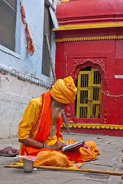 Sadhu at a river bank