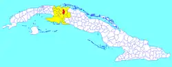 Perico municipality (red) within  Matanzas Province (yellow) and Cuba