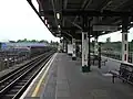 Island platform looking west, with some refurbishment work ongoing, June 2008.