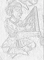 Illustration of harp player