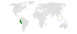 Map indicating locations of Peru and Philippines